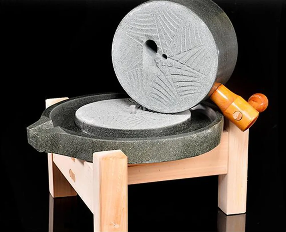 Soybean Stone Mill | Stone Grinder with Wooden Frame