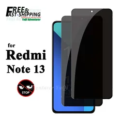 Anti Spy Screen Protector For Redmi Note 13 4G 5G, Tempered Glass 9H Privacy Peep Scratch High Aluminum Case Friendly