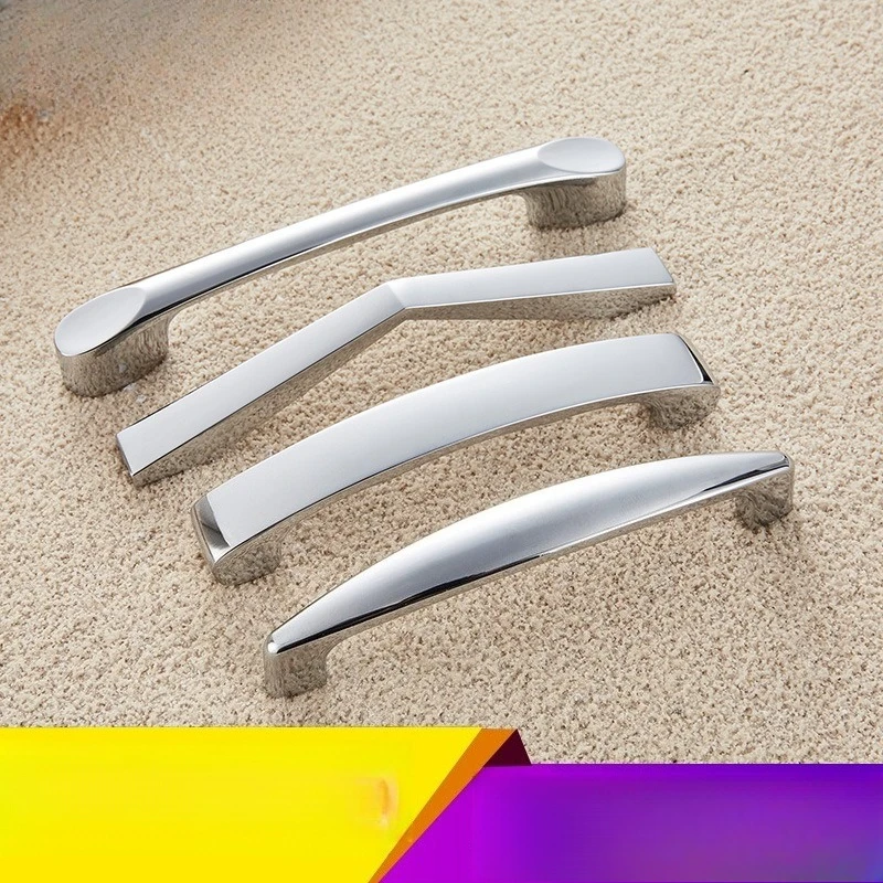 5pcs Bright chrome bright handle plated with zinc alloy polished handle for bathroom cabinet handle