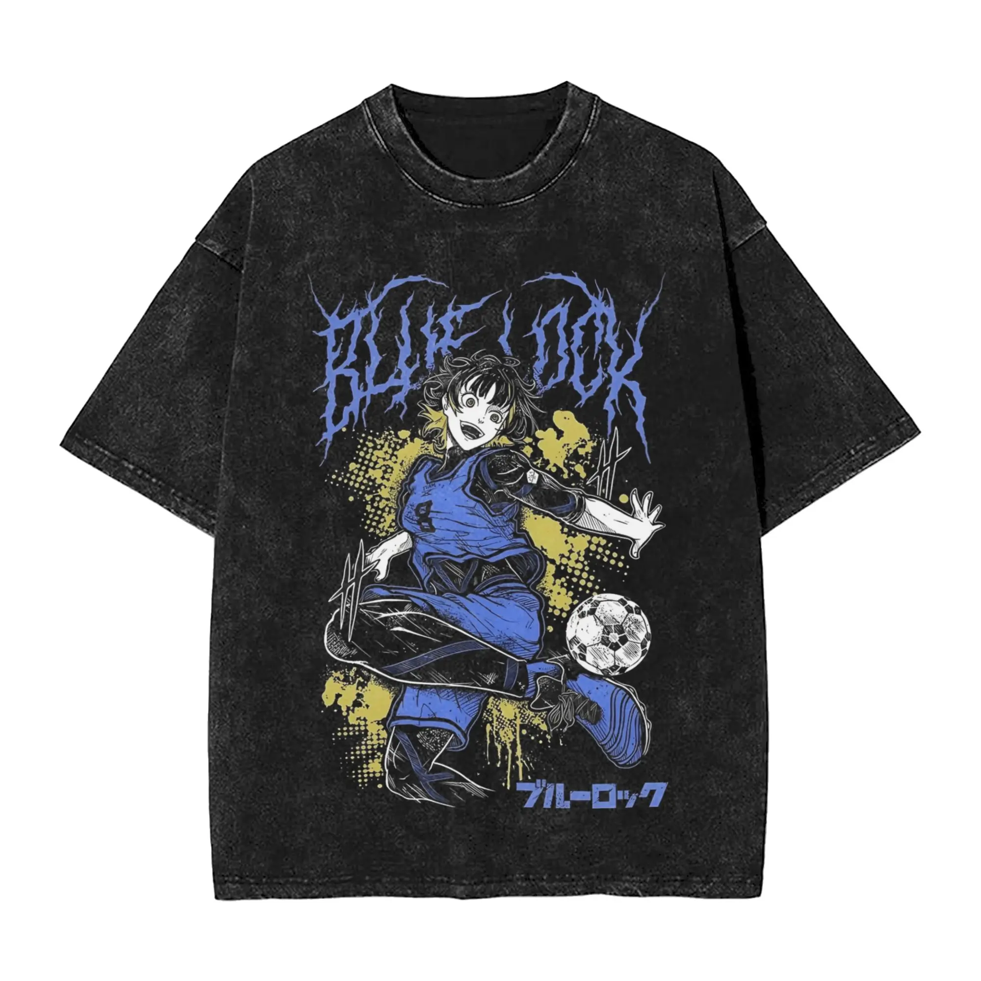 The Unpredictable Monster Blue Locks T Shirt Hip Hop Washed Cotton Harajuku T-Shirt  Vintage for Men Women Tops Streetwear Tees
