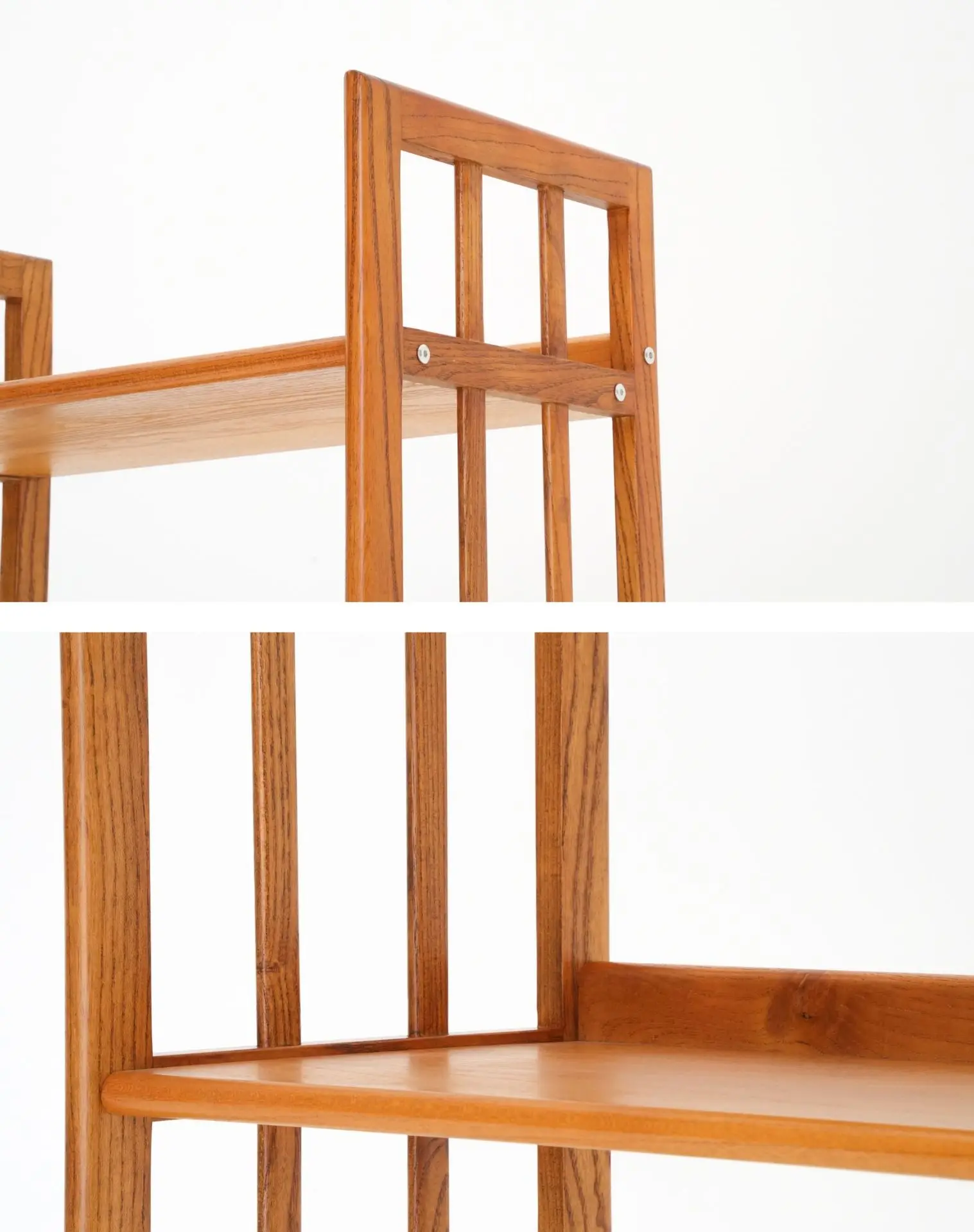 رف تخزين مزدوج الطبقات من الخشب الصلب، رف قديم، رف عرض مفتوح وبسيط وحديث، رف كتب منزلي #5