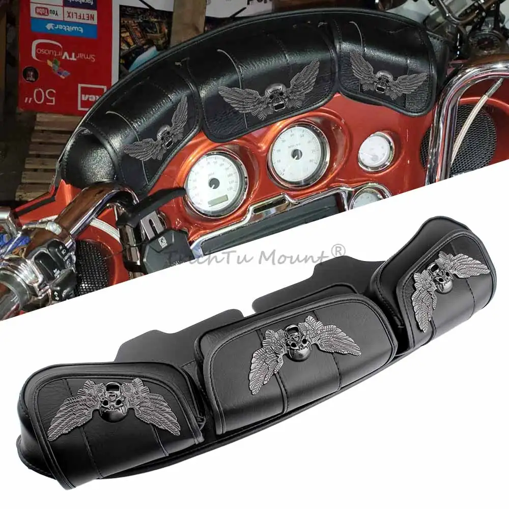 

For Harley Touring Electra Glide FLHT FLHTC Street Glide FLHX Motorcycle 3-Pocket Windshield Bag Windscreen Pocket Fairing Bag