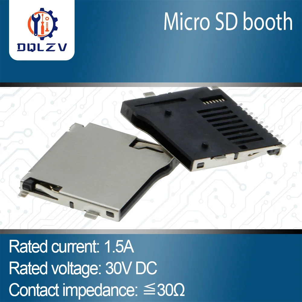 SD Card Socket Adapter Automatic PCB Connector SD card slot connectors,TF card deck, fit for phone, tablet, Vehicle Naviga