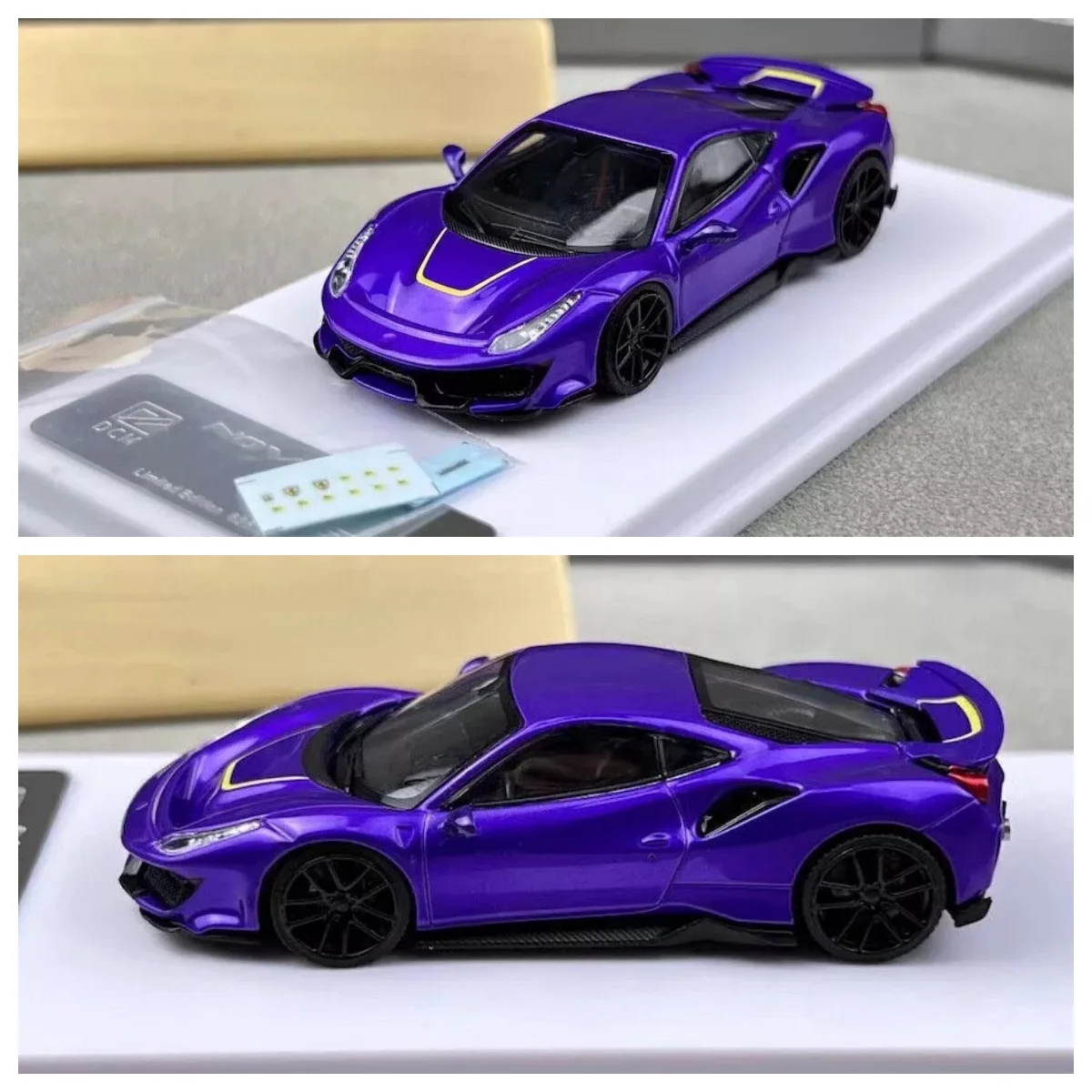 DCM 1:64 Purple Novitec 488 Pista Racing Sports Model Diecast Collect Car Limited Edition Hobby Toys