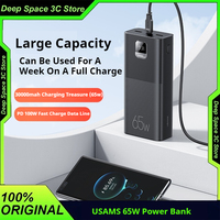 USAMS 65W Power Bank 30000mAh  Large Capacity Fast Charge Portable External Battery Mobile PowerBank For iPhone MacBook Laptop
