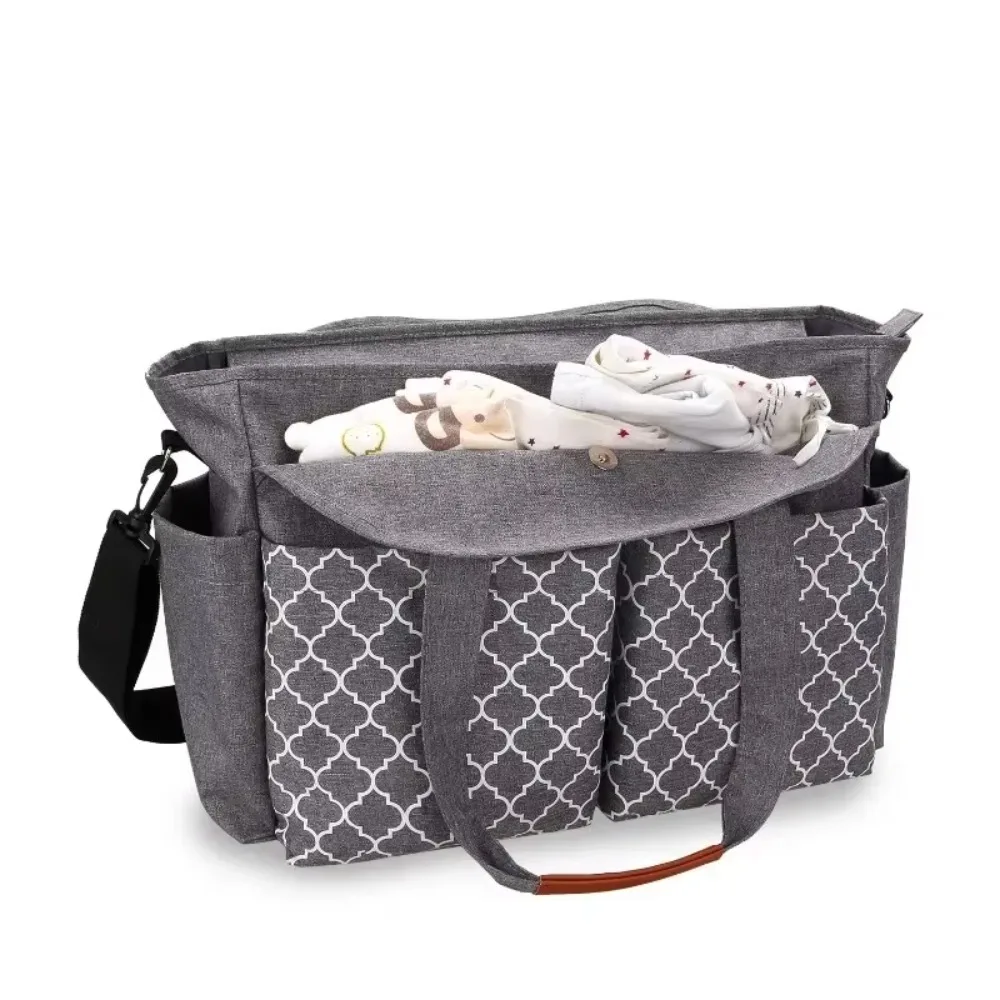 Large Capacity Baby Diaper Bag Wear-resistant Waterproof Mommy Bag Multi-compartment Adjustable Shoulder Strap Mom Stroller Bag