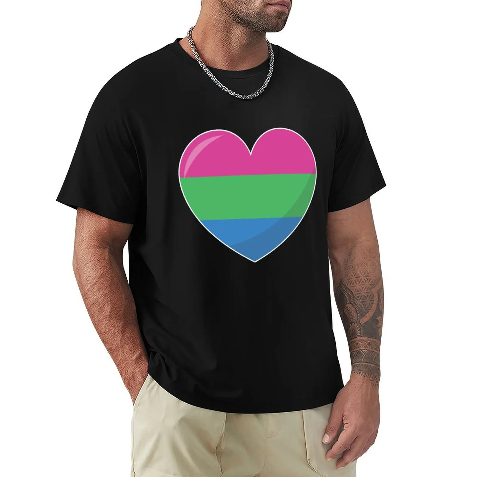 Polysexual Pride Heart Gift, Polysexual Love, Polysexual Love is Love LGBT+ T-Shirt man graphic t shirt T-Shirt