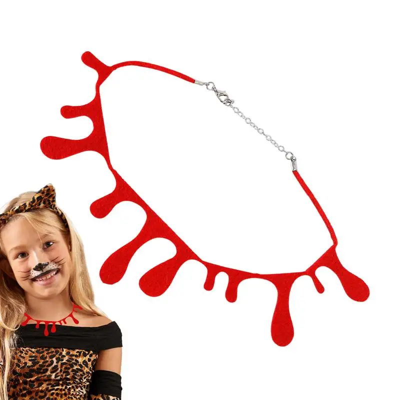 Dripping Blood Choker Adjustable Halloween Parties Creepy Blood Necklace Vampire Costume Accessories For Halloween Theme Parties