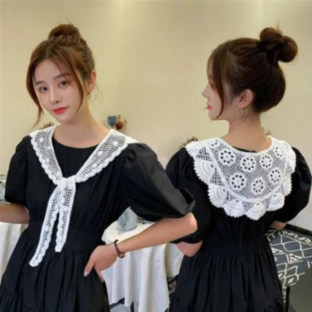 

New Detachable Fake Collar Lace Trim Hollow Knitted False Collar Adjustable Crochet Decorative Collar Clothing Accessories