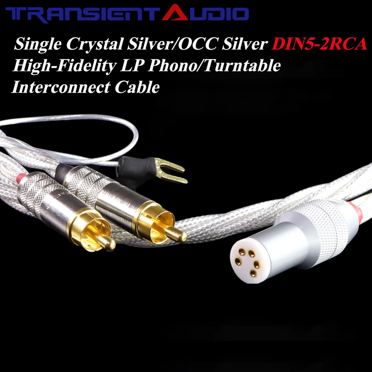 transienthi-fiaudio-cable-phono-argent-monocristallin-haut-de-gamme-argent-occ-din5-vers-double-rca-avec-mise-a-la-terre-du-bras-pour-platine-vinyle-lp