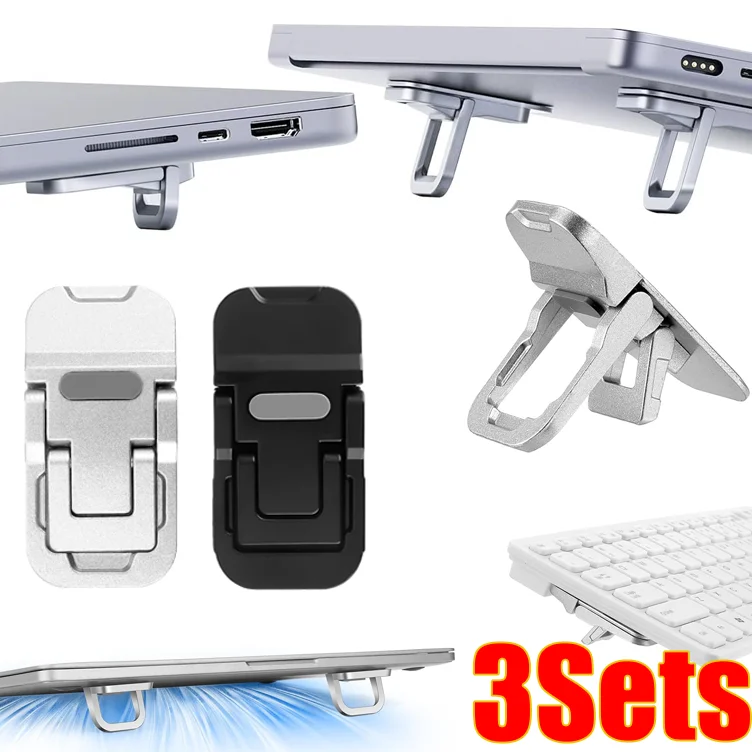 Foldable Laptop Stand Height Adjustment Notebook Holder Mini Portable Keyboard Stand Lifter Self-Adhesive Notebook Support Base