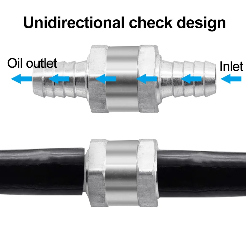 One-way Check Valve 6-12mm, Pressure and Temperature Resistant Tubing Oil Supply Connector,  Gasoline and Diesel Fuel Pump