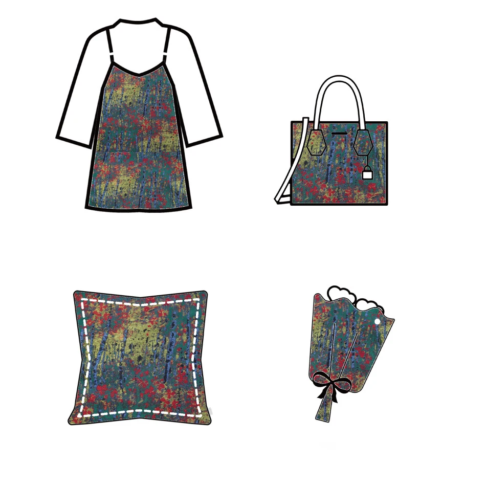Retro Palace Oil Painting Style Yarn Dyed Jacquard Fabric Women\'s Soft Dress Bag Diy Sewing Fabric 50cmx150cm