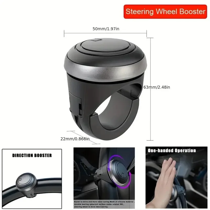 Drehender Lenkrad-Booster, Drehknopf, 360-Grad-Drehung, Metalllager, elektrischer Griff, kugelförmig