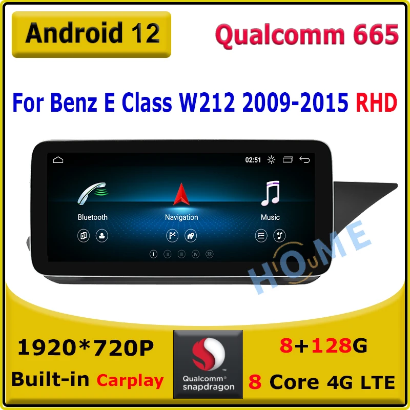 

Qualcomm 8+128G 10.25 12.5 inch Android 12 Car Multimedia GPS For Mercedes Benz E Class W212 E200 E230 E260 E300 2009 - 2015 RHD