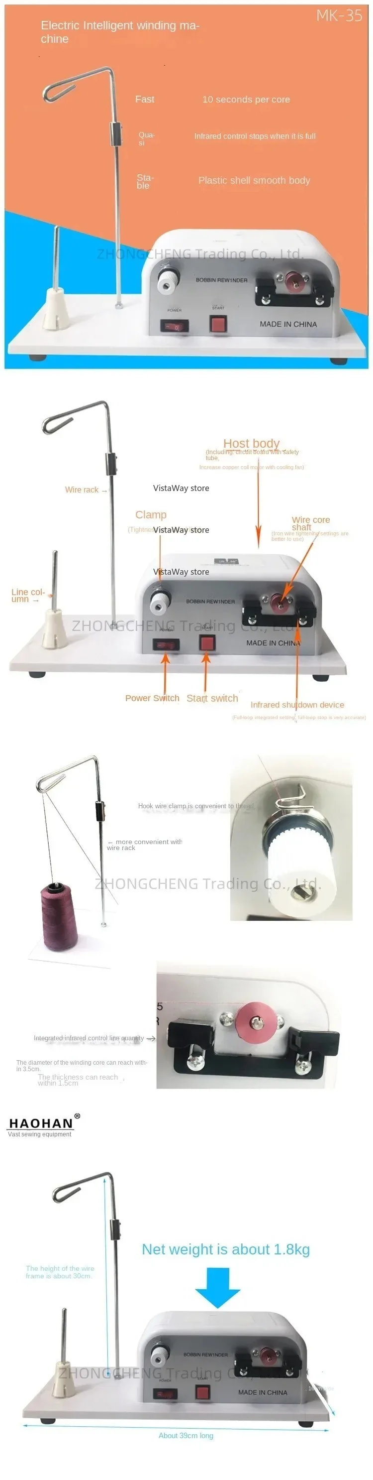 220 فولت جديد الخياطة الموضوع المغزل لف آلة قالب آلة أسفل الخط ماكينة لف الإلكترونية التطريز الغزل الأساسية واسعة