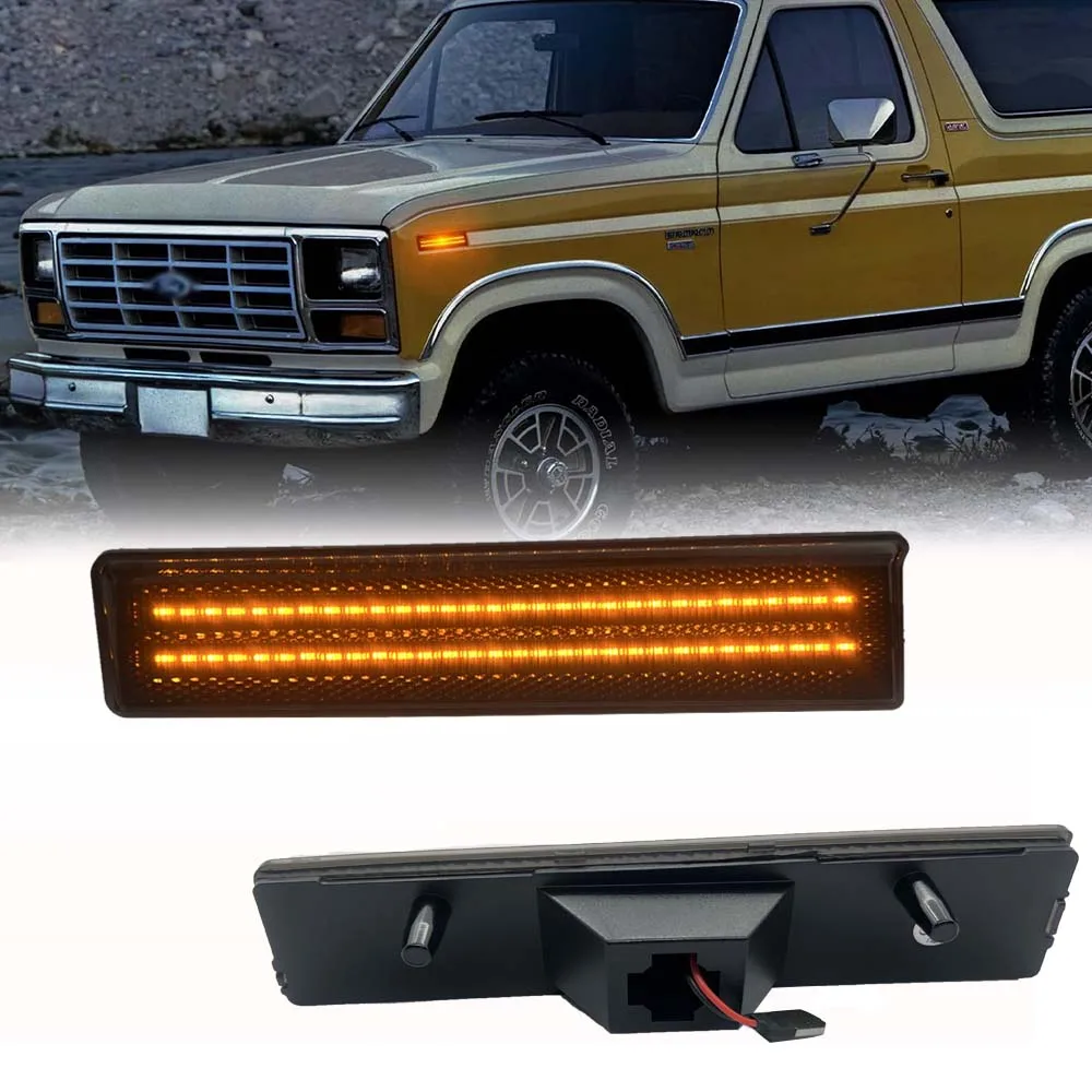 2x Smoked Front fender LED Side marker Light Corner Lamp For Ford Bronco F150 F250 F-350 1980-1986 Ford Bronco Turn Signal Light