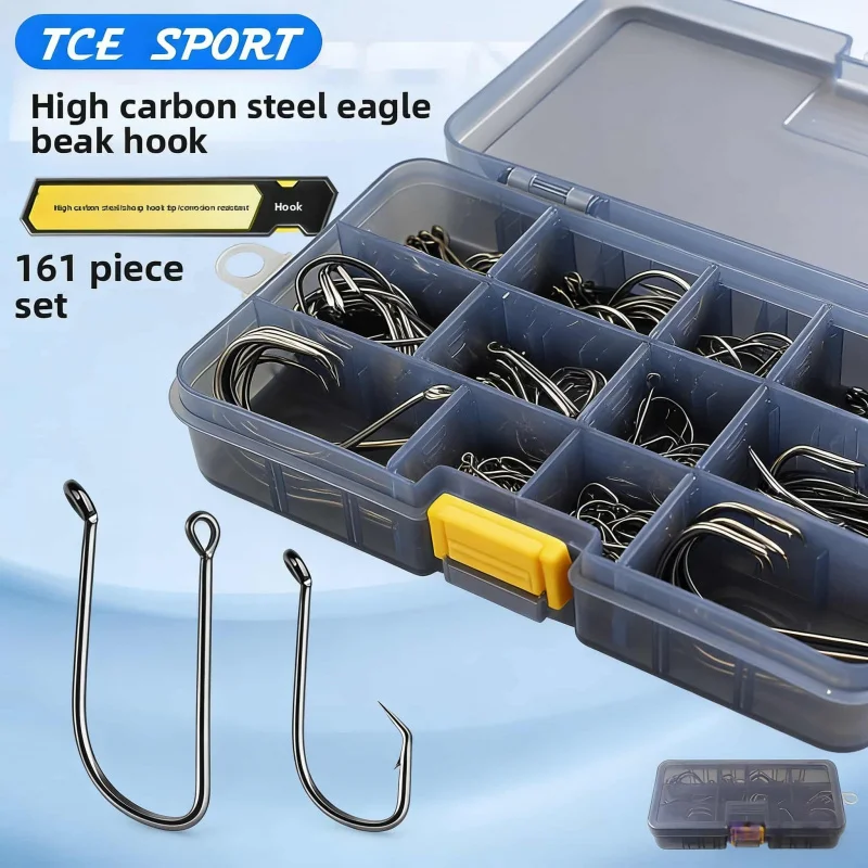 

Острый крючок-трубка из высокоуглеродистой стали с заостренным концом для ловли черепах, 161 шт. универсальных рыболовных крючков для морской рыбалки с приманками