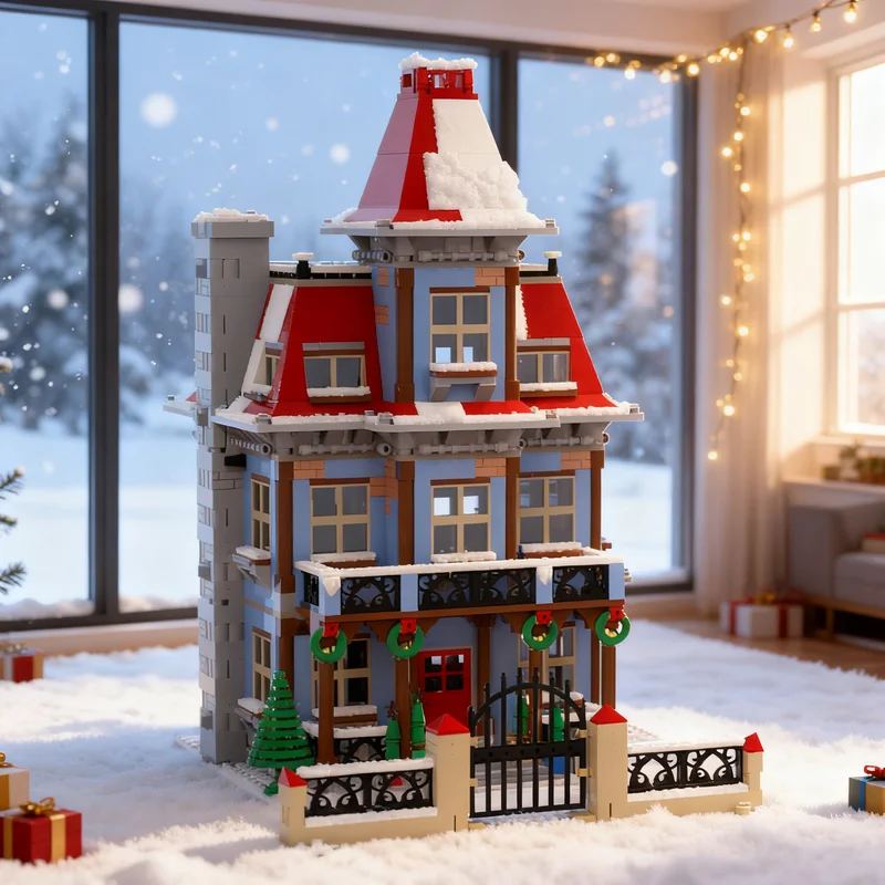

2407pcs MOC Winter Village Mansion Creator Model Building blocks Construction Christmas gifts toy creative DIY idea Brick toys