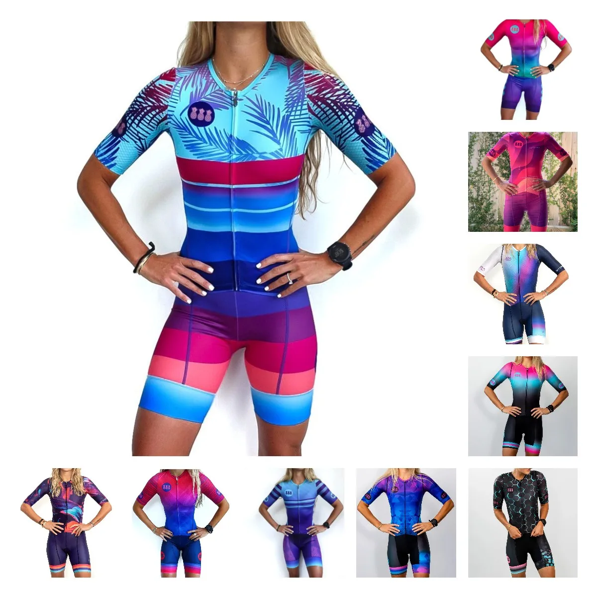 Cycling Skinsuit Women One Piece Bodysuit Summer Bike Speedsuit 3 Pockets Triathlon Jumpsuit Conjunto Ciclismo Mujer Trisuit