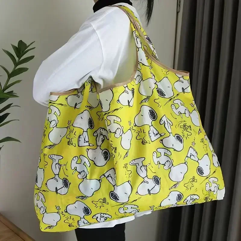 Snoopy Large Size Storage Bag Eco-Friendly Shopping Bag Collapsible Washable Reusable Travel Handbags Mall Tote Bag Lightweight