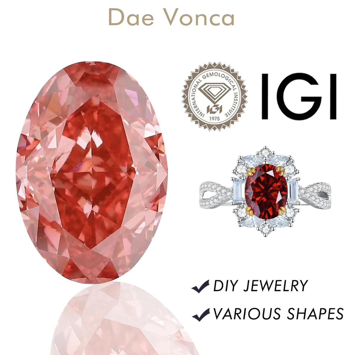 VS/VVS Fancy Red Oval Cut Lab Grown Diamonds HPHT/CVD Lab Created Diamond IGI Certificate Diamonds For Jewelry Made