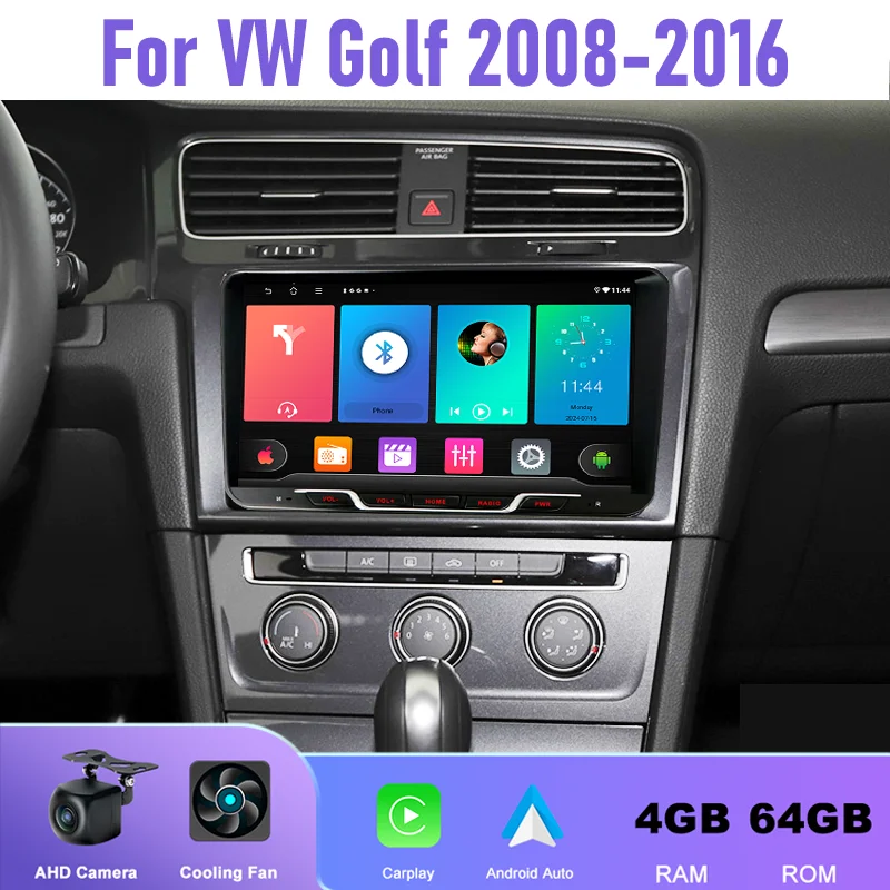 

9" 4+64GB Car Radio For VW Golf 2008-2016 Android 15 Auto Support Wireless Apple Carplay 2DIN GPS FM Steering Wheel Control
