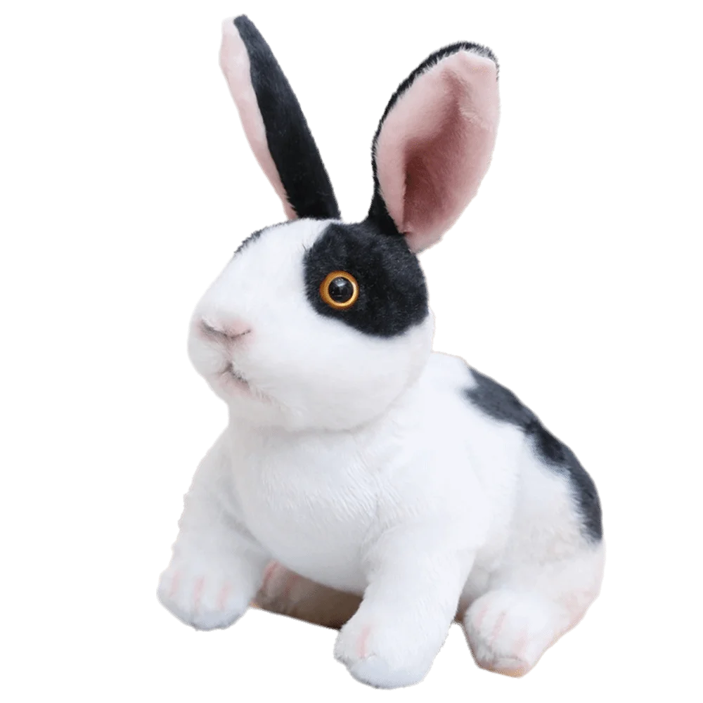 

Soft Skin-friendly Rabbit Long Ears Squatting Position Simulation Animal Four Colors Lifelike Animal Stuffed Room Decor