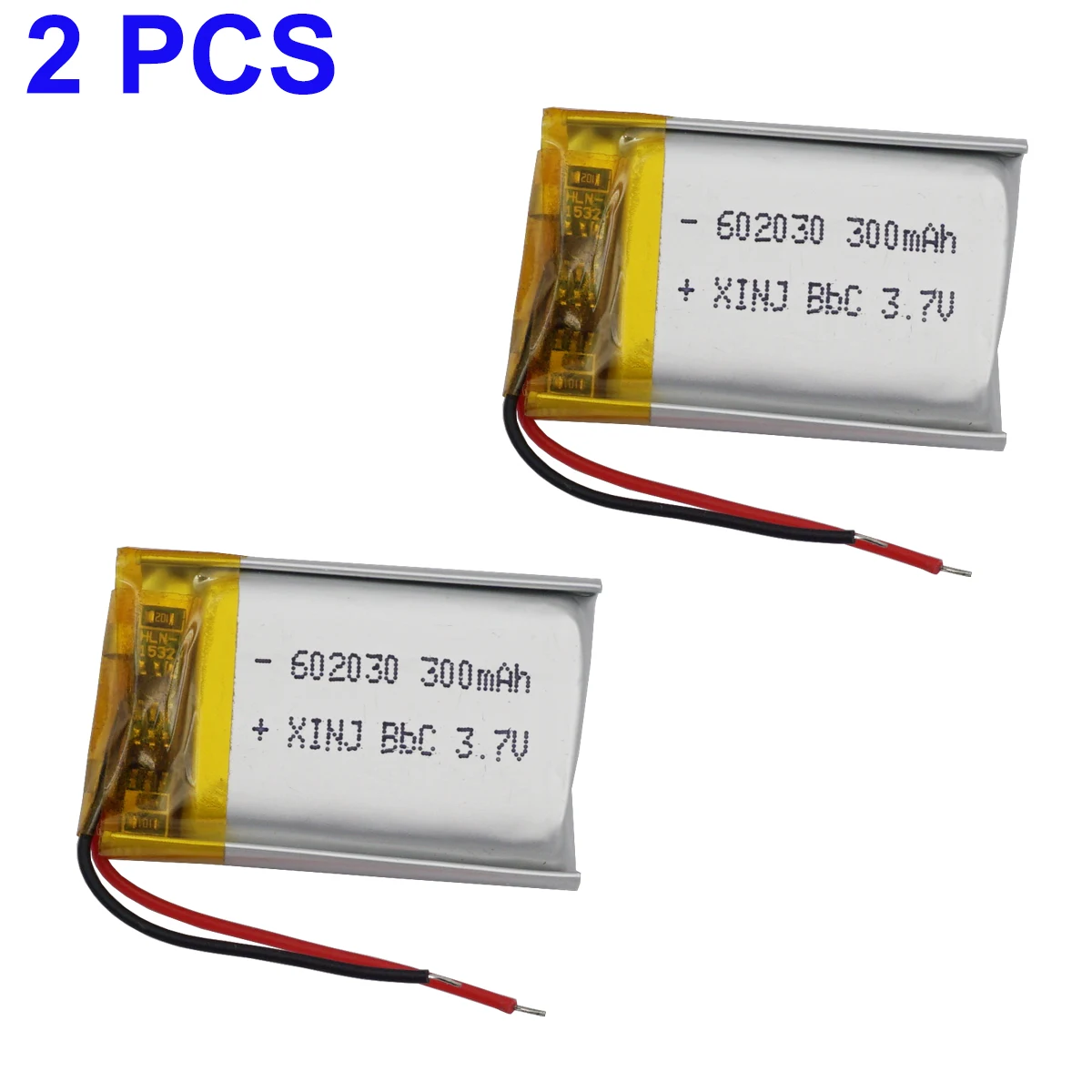 

2Pcs 3.7V 300mAh 1.11Wh Replacement Rechargeable Lipo Battery 602030 For GPS Player Watches Bluetooth Speaker DashCam Smartwatch