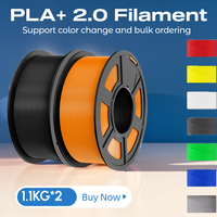 JAYO 2.0 PLA Plus 3D Filament 1.75MM Upgrade PLA +  3D Printer Filament 2 Rolls Neatly Wound 3D Printing Filament High Toughness