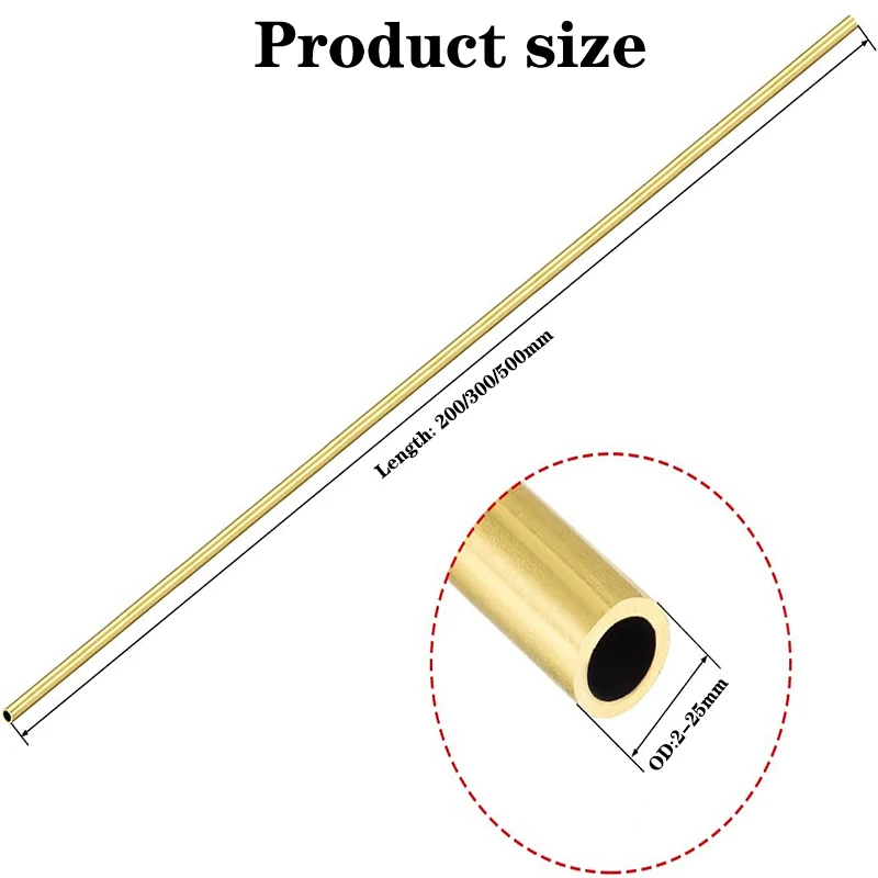 1-10pc Brass Tube DIY Round Pipe Diameter 2/3/4/5/6/7/8/9/10/12/14/16/18/20mm Metal Brass Seamless Straight Pipe Tubing