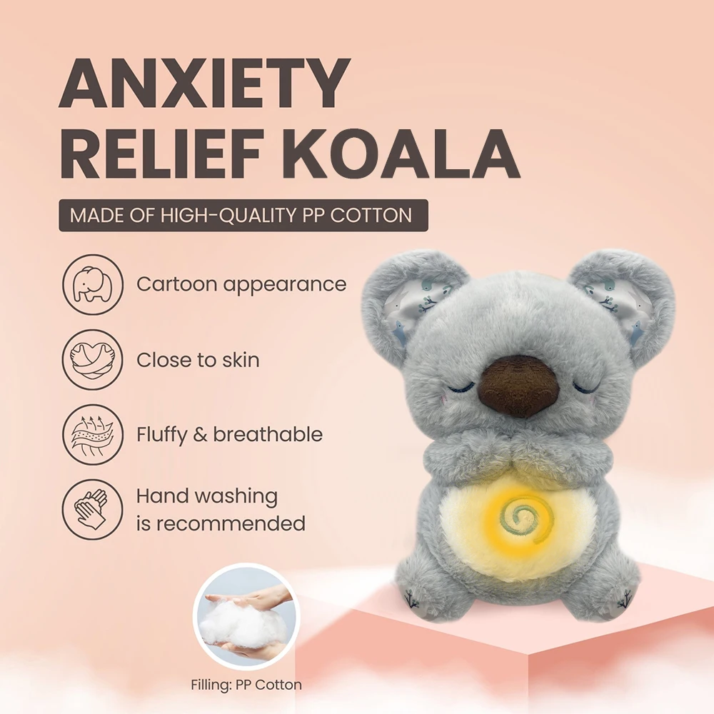 Multifunction Breathing Koala Pro Soothing Otter Plush for Kids Glow Music Baby Sleeping Companion Sound Light Doll Sensory Toy