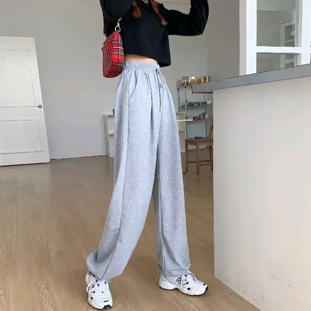 Pantaloni della tuta grigi per le donne 2023 autunno New Baggy Fashion pantaloni sportivi Oversize pantaloni neri pantaloni da jogging femminili Streetwear