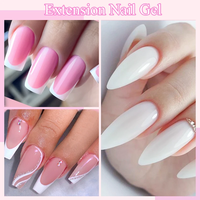 Mtssii Extension Nail Gel Jelly Pink Weiß Klares Hartes Gel 15ml Verlängerung UV Gel Für Nägel Finger Französische Nail Art Maniküre