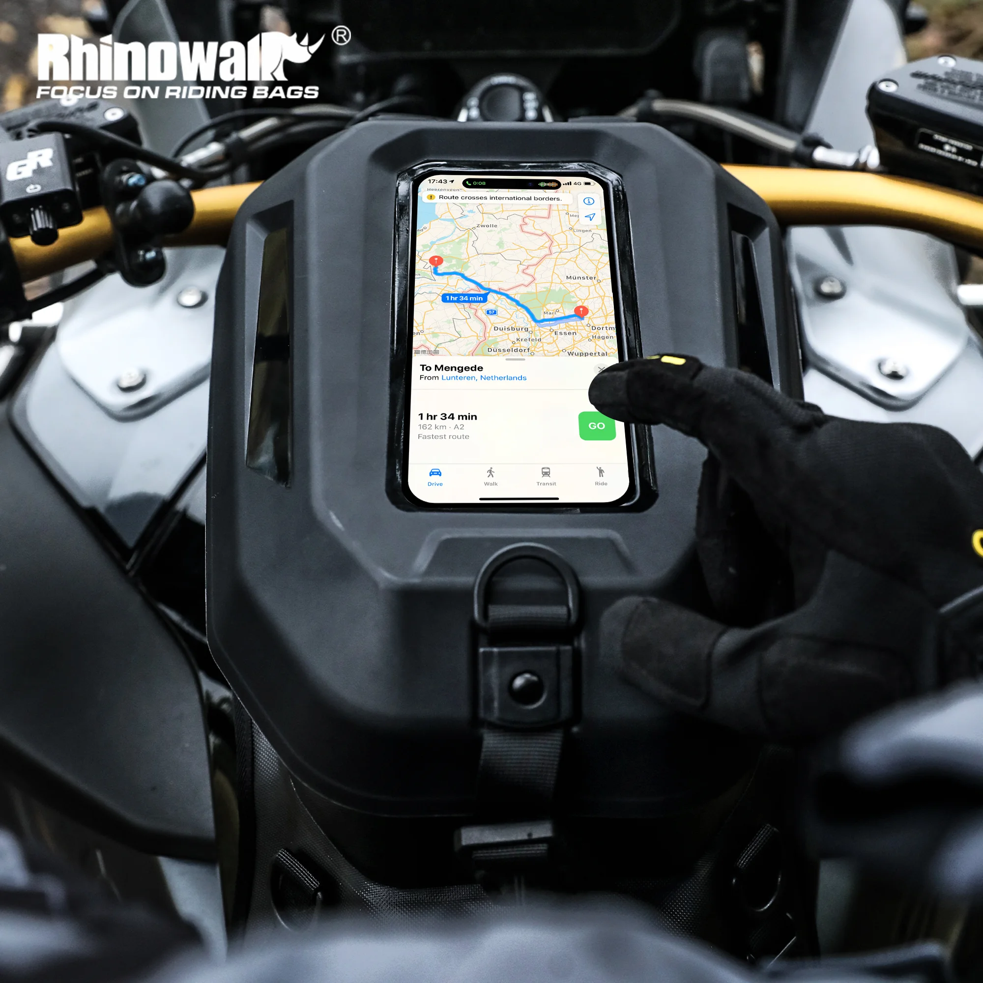 Rhinowalk Motorcycle Tank Bag 5.6L Waterproof Touchscreen Support 6.67Inch Phone Detachable Lid Bag Magnetic Flap Backpack