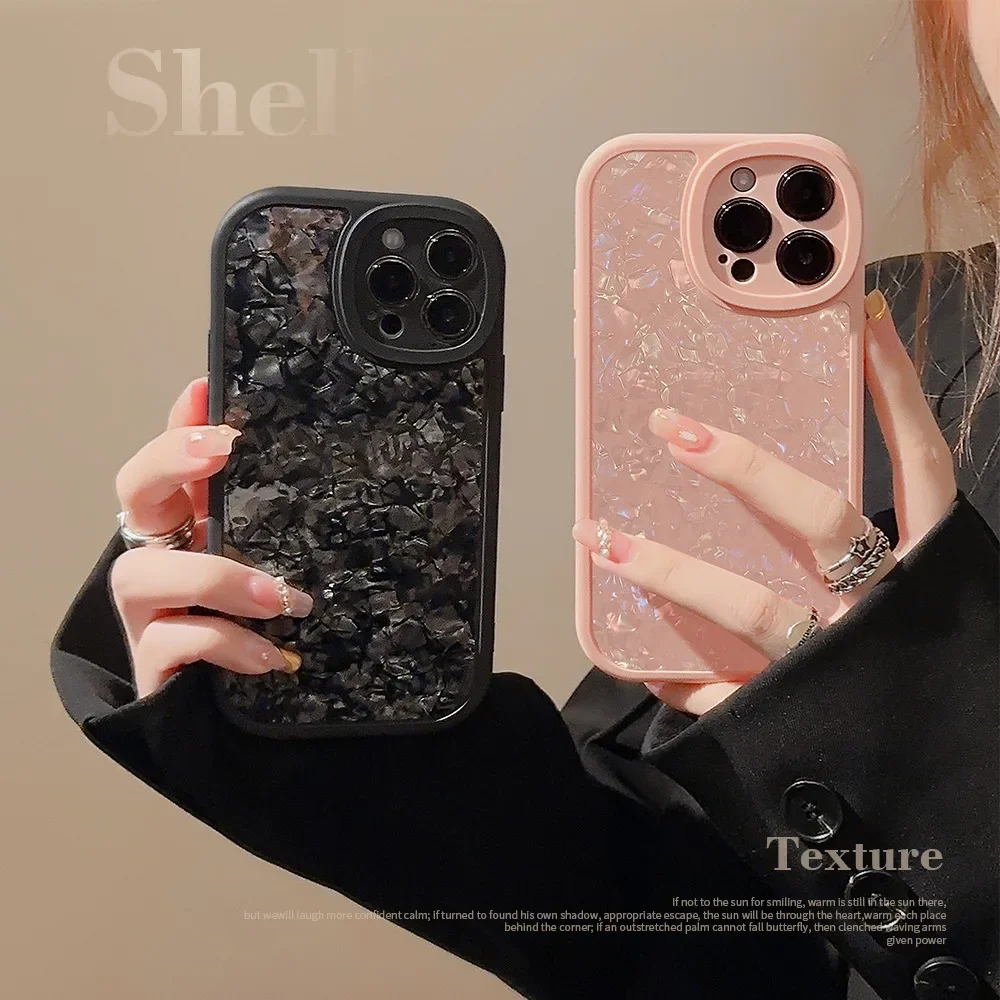 Stylish Illusion Color Glitter Shell Pattern Series Cover Case For iPhone 16 15 14 13 12 11 Pro Max 7 8 Plus X XR Phone Case