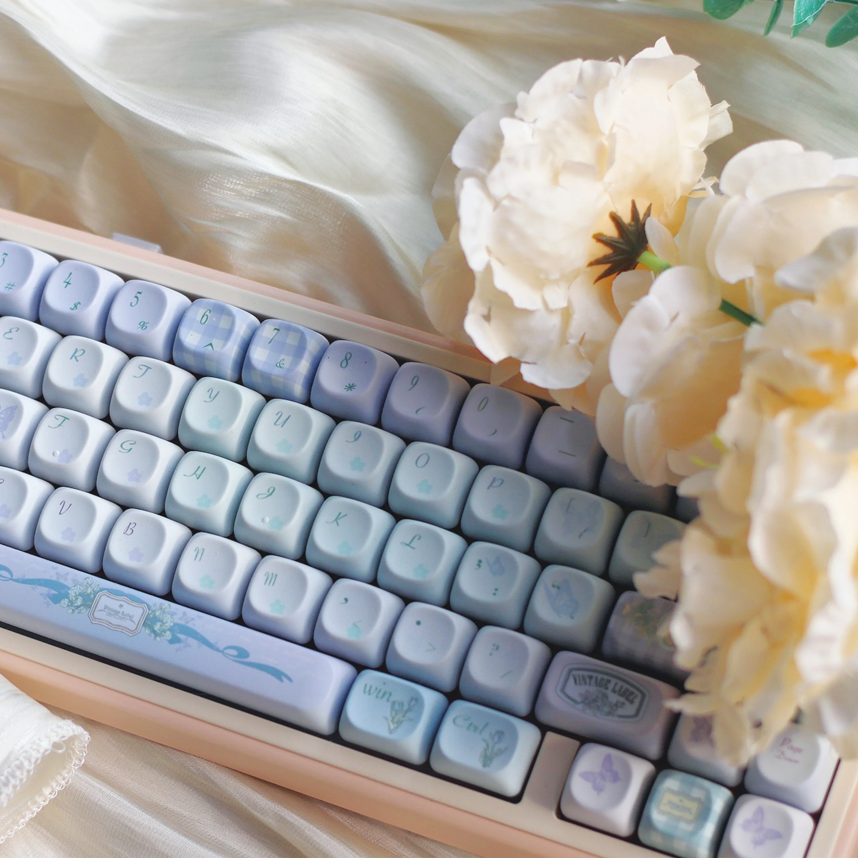 

Британские колпачки для клавиш MOA Westerner Simple Department Фиолетовый Синий Постепенное изменение PBT Dye-Sub Механические колпачки для клавиатуры