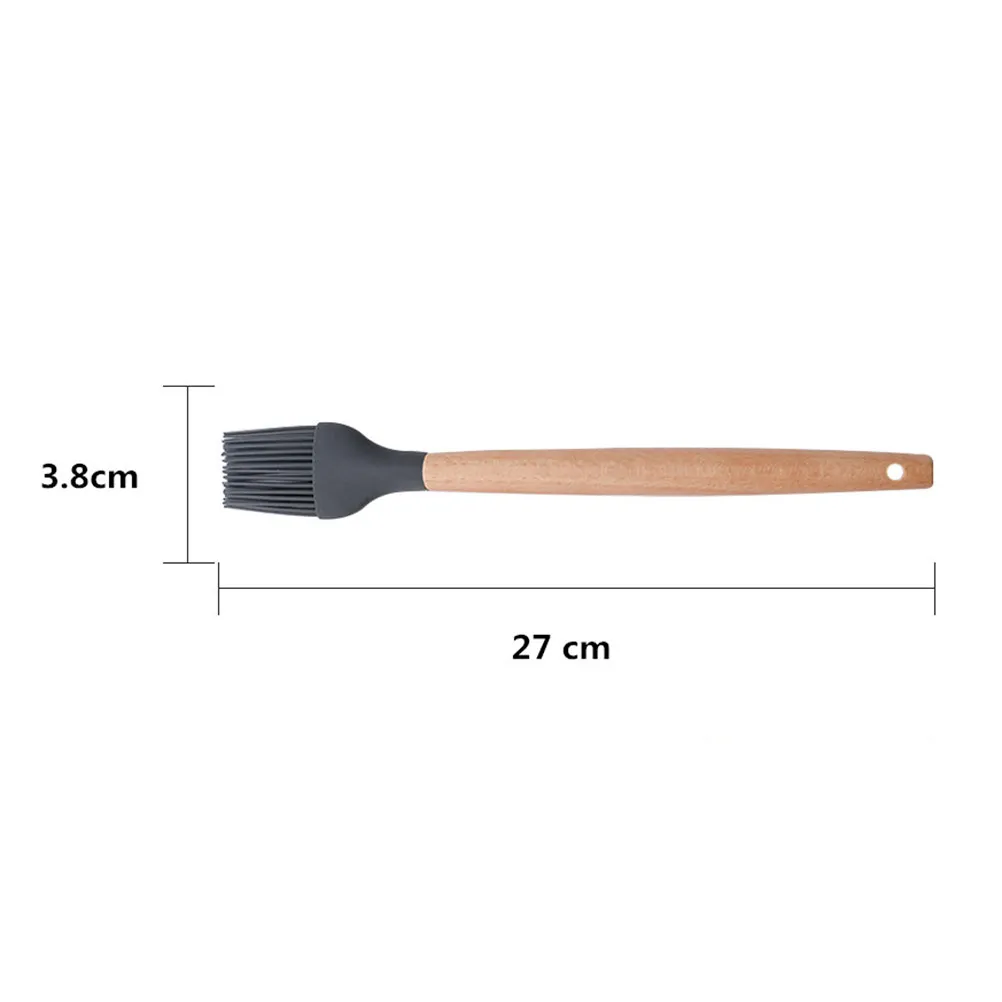 Silicone Bbq Brush Premium Basting Oil Brush Kitchen Baking Utensil Wood Handle Flexible No Scratch Cooking Tool