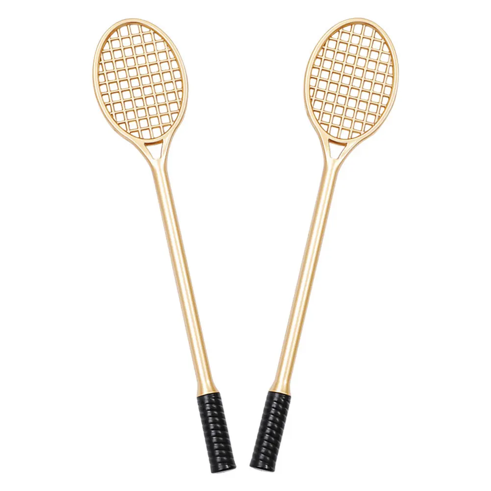 

2Pcs Tennis Racket Gel Pens Black Ink Ergonomic Grip Office School Writing Drawing Sketching Party Supplies Tennis Pens