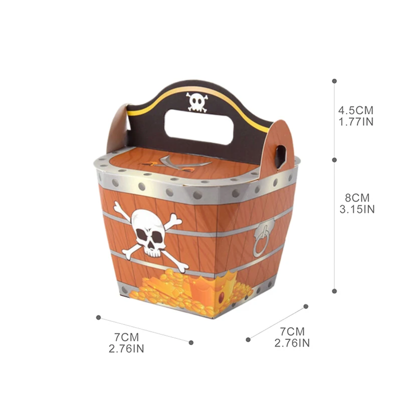 10pcs Pirate Treasure Boxes Paper Candy Gift Box Kids Trick Or Treat Halloween Party Supplies Pirate Themed Birthday Decor