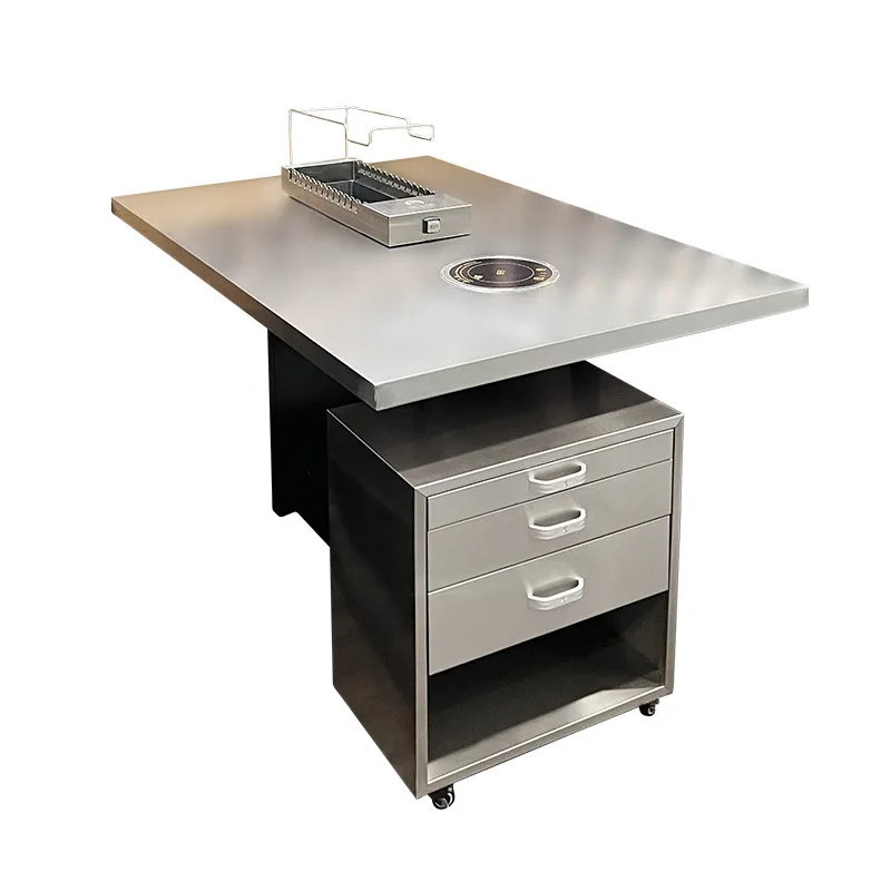 

Stainless steel smokeless skewers, hot pot table, automatic flipping, baking and rinsing integrated upper and lower smoke exhaus