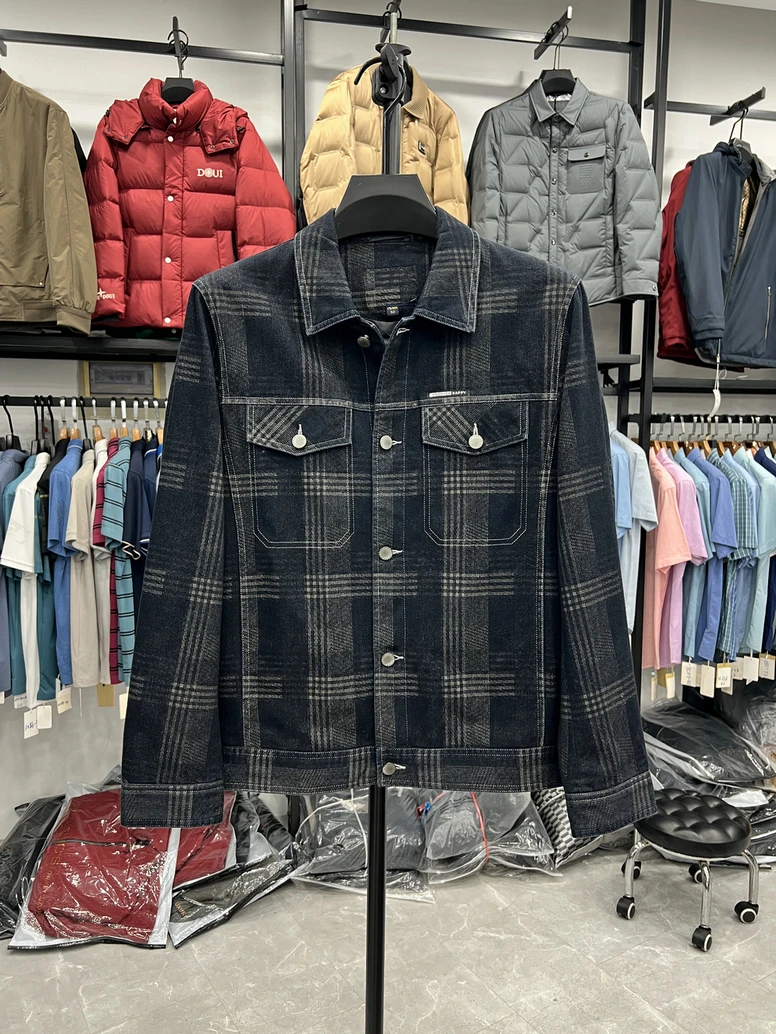 

Молодежная повседневная классическая рубашка в клетку, приталенная, из хлопка и полиэстера, с джинсовым эффектом, на пуговицах, без этикетки, весна-осень, модная верхняя одежда