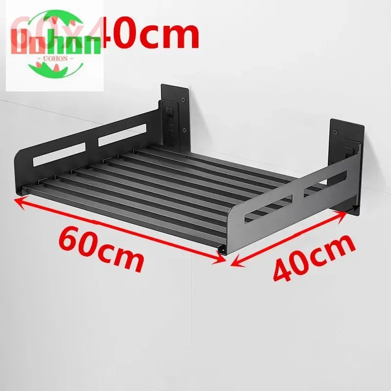 

Microwave Oven Storage Holder Rack Kitchen Shelf Holder Black Stainless Steel Wall Shelf Oven Rack Kitchen Organizer Accessories