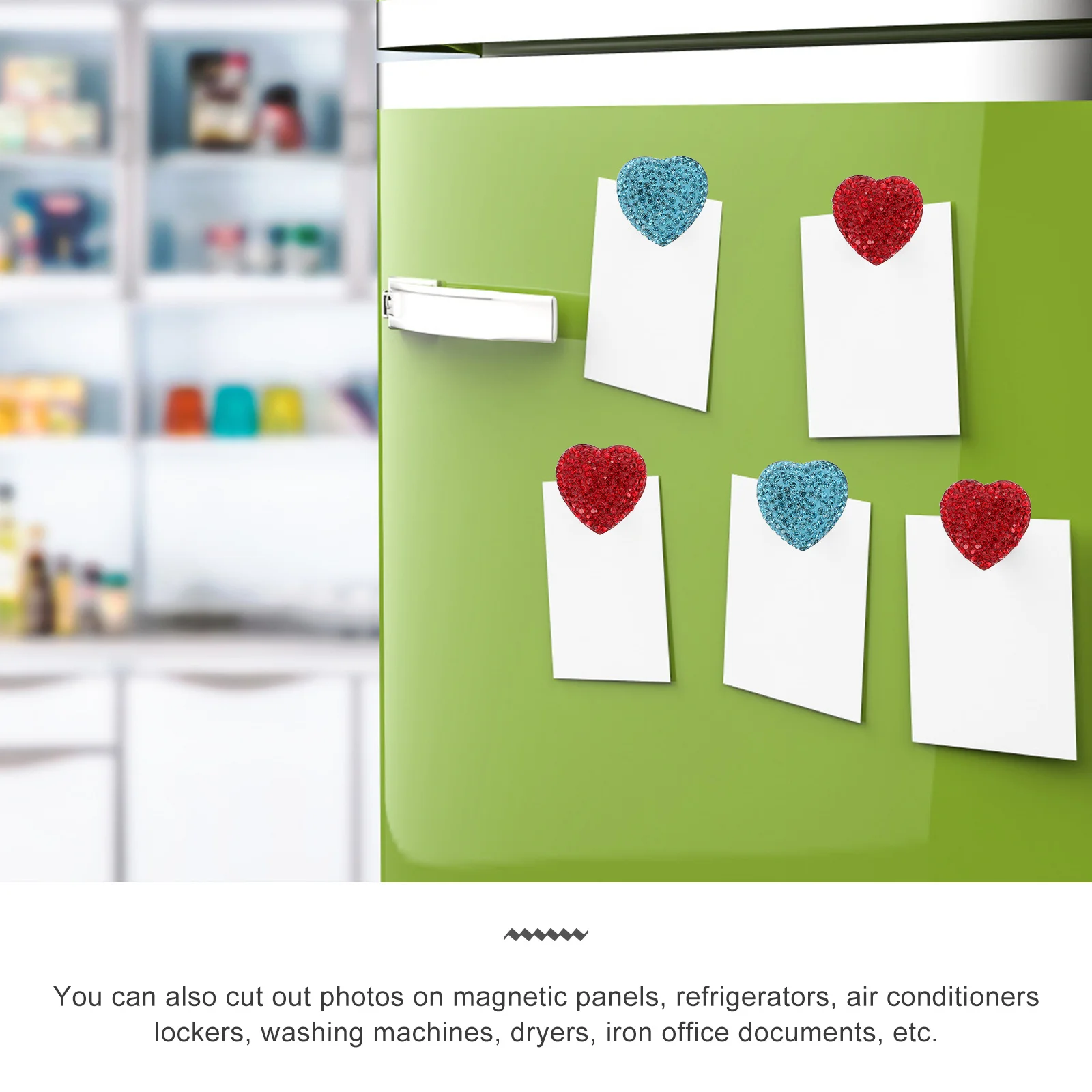 

2Pcs Heart Shaped Diamond Fridge Magnets Sticker Multifunctional Metal Decals for Home Fridge Magnets Sticker Metal Decals