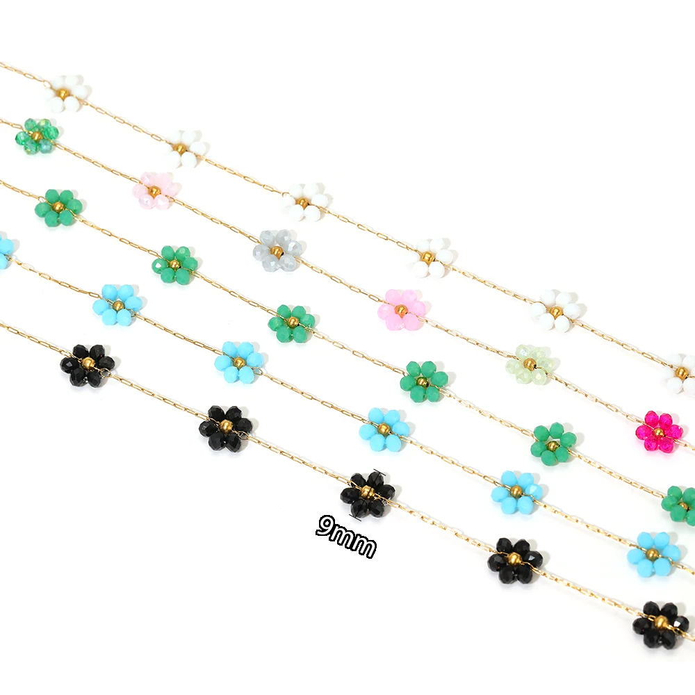 1 Meter Edelstahl 9mm Gänseblümchen-Perlenketten in Gold für DIY-Schmuckherstellung von Halsketten, Armbändern, Fußkettchen und Ohrringen – Detail 3