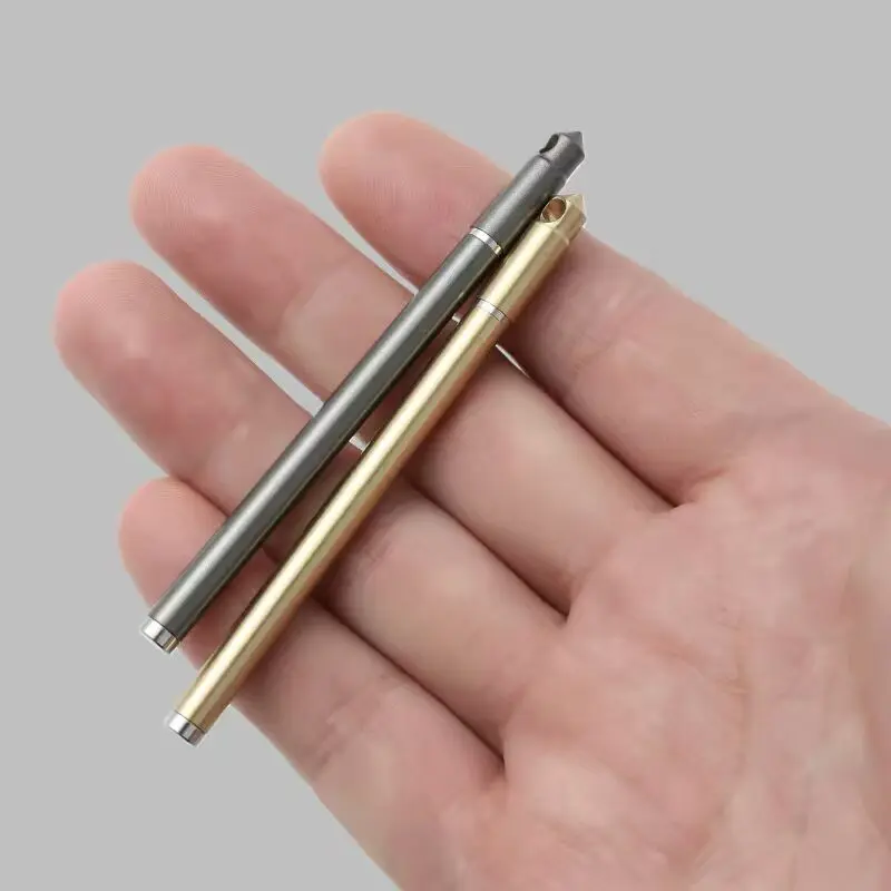 Brass Mini Bolt Pen EDC Portable Keychain Pendant Travel Pocket Signature Pen Portable Metal Ballpoint Pen Gift