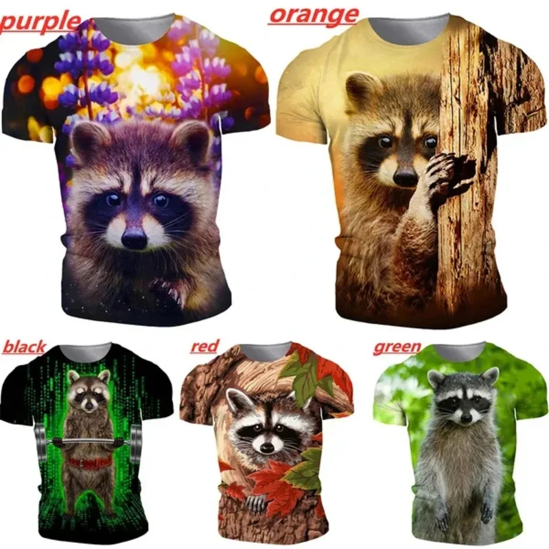 

Funny Fitness Raccoon Pattern T-shirt 3D Cute Animal Print Men/Women Fashion Harajuku T-shirt Summer Short sleeve Oversized Tops