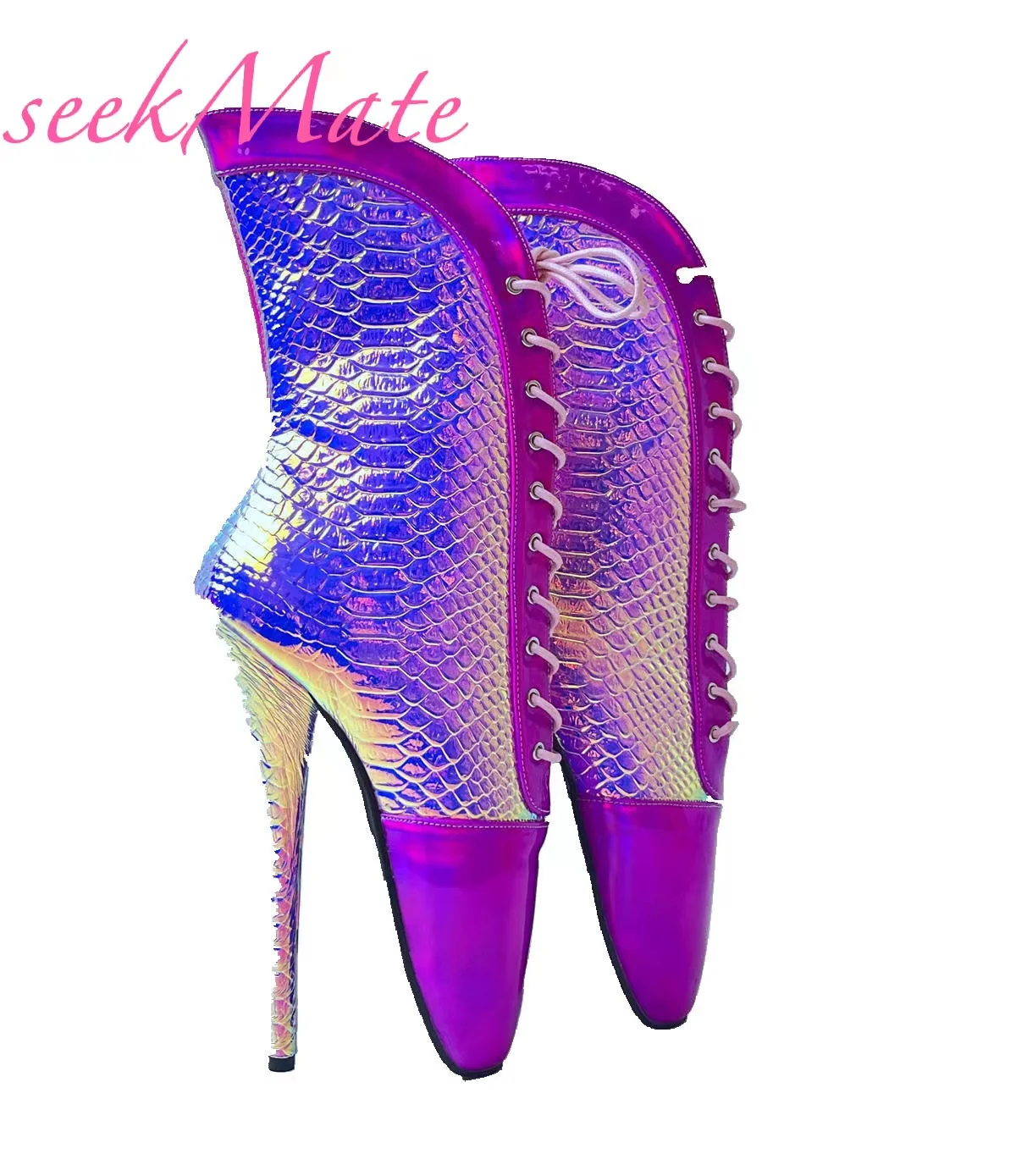 SeekMate Sexy Fun Customized 19CM Super High Heel Fetish Ballet Shoes Large Colorful Fashion Shoes