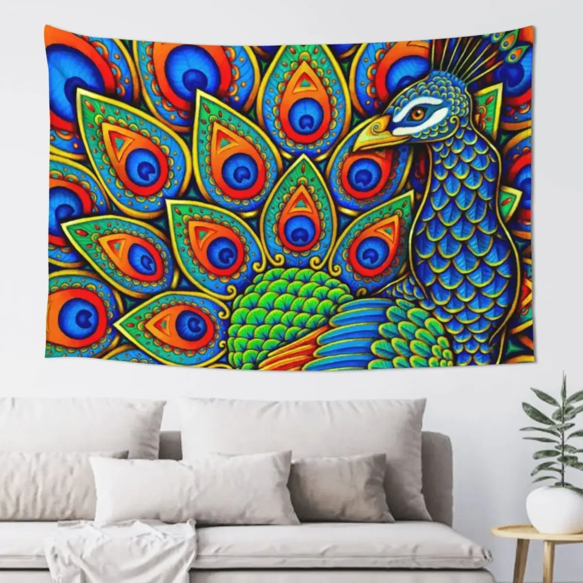 

Colorful Paisley Peacock Rainbow Bird Tapestry Japanese Room Decor Room Decoration Korean Style Custom Tapestry