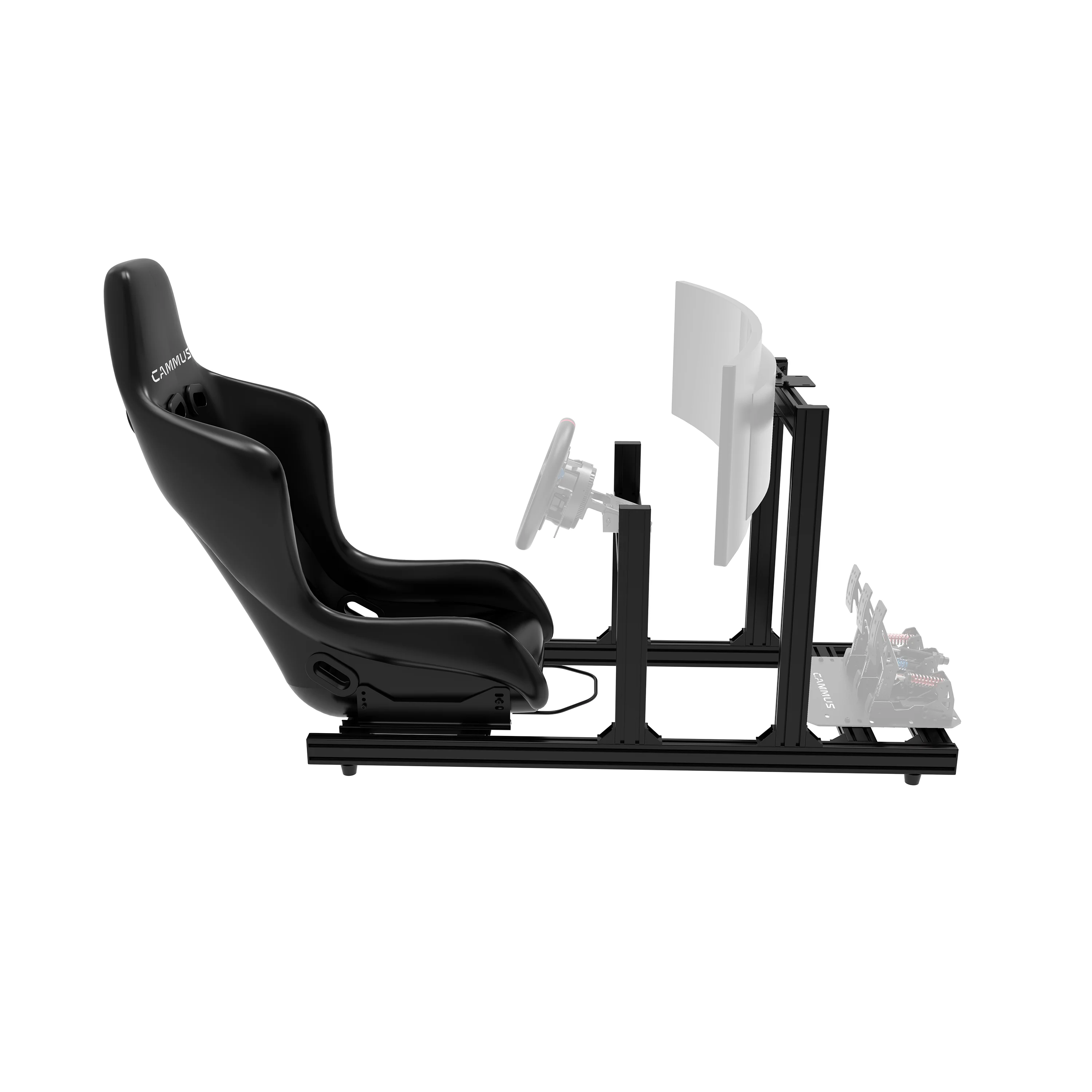 Diy Sim Racing Cockpit Frame Aluminum Profile Gaming Chair Seat Steering Wheel Bracket Japanese English Adjustable Pedals